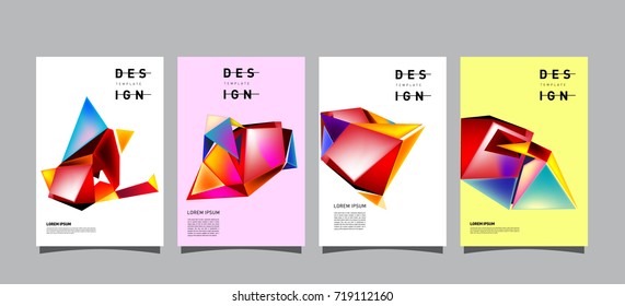 Abstract colorful geometric cover and poster template. Set of typography layout design composition for event and publication.
 