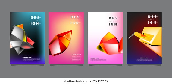 Abstract colorful geometric cover and poster template. Set of typography layout design composition for event and publication.
 