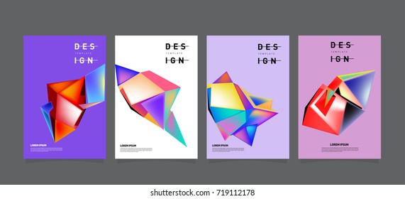 Abstract colorful geometric cover and poster template. Set of typography layout design composition for event and publication.
 