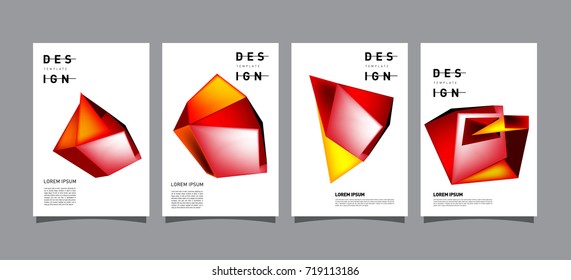 Abstract colorful geometric cover and poster template. Set of typography layout design composition for event and publication.
 