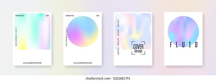 Geometric cover set. Abstract backgrounds. Vintage geometric cover with gradient mesh 90s, 80s retro style. Pearlescent graphic template for book, annual, mobile interface, web app.
