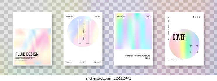 Geometric cover set. Abstract backgrounds. Hipster geometric cover with gradient mesh 90s, 80s retro style. Pearlescent graphic template for book, annual, mobile interface, web app.