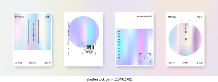 Geometric cover set. Abstract backgrounds. Vibrant geometric cover with gradient mesh 90s, 80s retro style. Iridescent graphic template for book, annual, mobile interface, web app.
