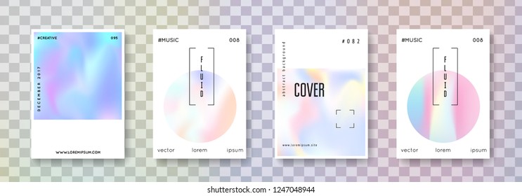 Geometric cover set. Abstract backgrounds. Spectrum geometric cover with gradient mesh 90s, 80s retro style. Iridescent graphic template for book, annual, mobile interface, web app.