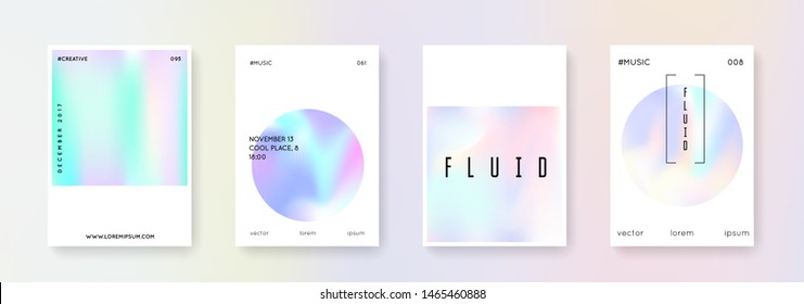 Geometric cover set. Abstract backgrounds. Bright geometric cover with gradient mesh 90s, 80s retro style. Iridescent graphic template for placard, presentation, banner, brochure.