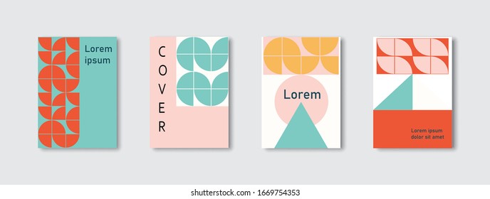 Fondo del conjunto de la tapa geométrica. afiche ilustrativo de color para el diseño del sitio web de plantilla. carteles publicitarios en medios sociales. estilo moderno. fondo de pantalla moderno. Vector EPS10