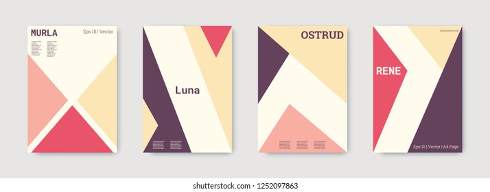 Geometric cover. Shapes patterns. Blue, pink, gold, white, bright business concept. Triangle design template. Colorful set of vector graphic design covers. Cool geometric cover. Futuristic triangle.