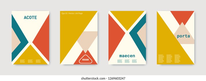 Geometric cover. Shapes patterns. Blue, pink, gold, white, bright business concept. Triangle design template. Colorful set of vector graphic design covers. Cool geometric cover. Futuristic triangle.