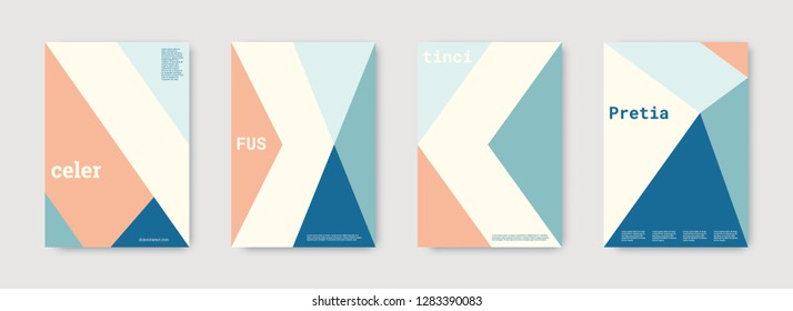 Geometric cover. Shapes patterns. Blue, pink, indigo, white, bright business concept. Triangle design template. Colorful set of vector graphic design covers. Cool geometric cover. Futuristic triangle.