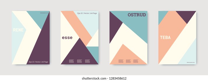 Geometric cover. Shapes patterns. Blue, pink, gold, white, bright business concept. Triangle design template. Colorful set of vector graphic design covers. Cool geometric cover. Futuristic triangle.