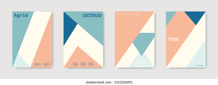 Geometric cover. Shapes patterns. Blue, pink, indigo, white, bright business concept. Triangle design template. Colorful set of vector graphic design covers. Cool geometric cover. Futuristic triangle.