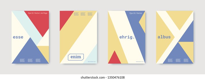 Geometric cover. Shapes patterns. Blue, pink, gold, white, bright business concept. Triangle design template. Colorful set of vector graphic design covers. Cool geometric cover. Futuristic triangle.