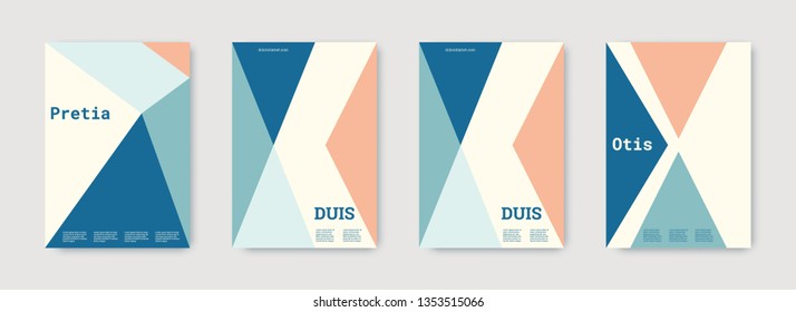 Geometric cover. Shapes patterns. Blue, pink, indigo, white, bright business concept. Triangle design template. Colorful set of vector graphic design covers. Cool geometric cover. Futuristic triangle.