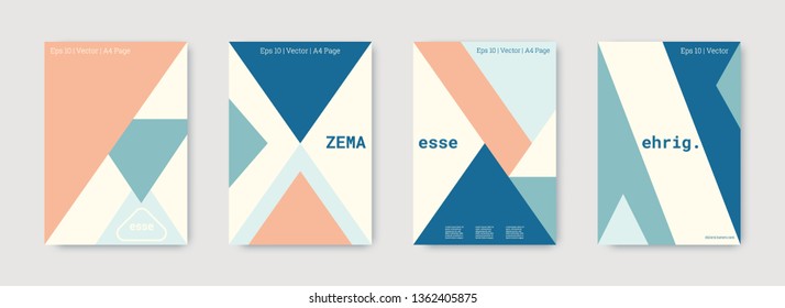 Geometric cover. Shapes patterns. Blue, pink, indigo, white, bright business concept. Triangle design template. Colorful set of vector graphic design covers. Cool geometric cover. Futuristic triangle.