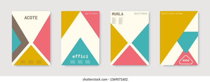 Geometric cover. Shapes patterns. Green, pink, gold, white, bright business concept. Triangle design template. Colorful set of vector graphic design covers. Cool geometric cover. Futuristic triangle.