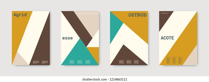 Geometric cover. Shapes patterns. Nude, gold, white, bright business concept. Triangle design template. Colorful set of vector graphic design covers. Cool geometric cover. Futuristic triangle.