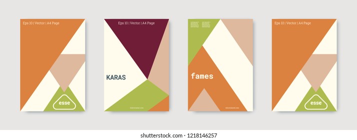 Geometric cover. Shapes patterns. Pastel, pink, gold, white, bright business concept. Triangle design template. Colorful set of vector graphic design covers. Cool geometric cover. Futuristic triangle.