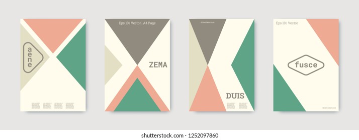 Geometric cover. Shapes patterns. Pastel, pink, gold, white, bright business concept. Triangle design template. Colorful set of vector graphic design covers. Cool geometric cover. Futuristic triangle.