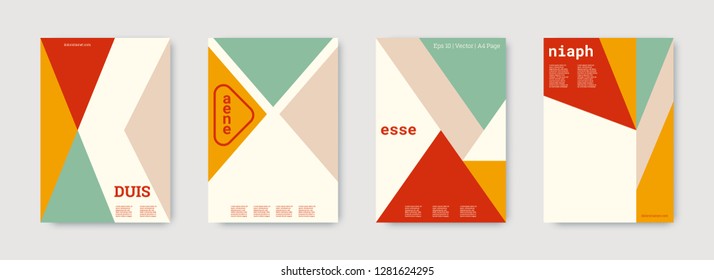 Geometric cover. Shapes patterns. Pastel, pink, gold, white, bright business concept. Triangle design template. Colorful set of vector graphic design covers. Cool geometric cover. Futuristic triangle.