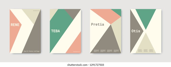 Geometric cover. Shapes patterns. Pastel, pink, nude, white, bright business concept. Triangle design template. Colorful set of vector graphic design covers. Cool geometric cover. Futuristic triangle.