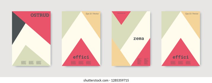 Geometric cover. Shapes patterns. Pink, gold, white, bright business concept. Triangle design template. Colorful set of vector graphic design covers. Cool geometric cover. Futuristic triangle.