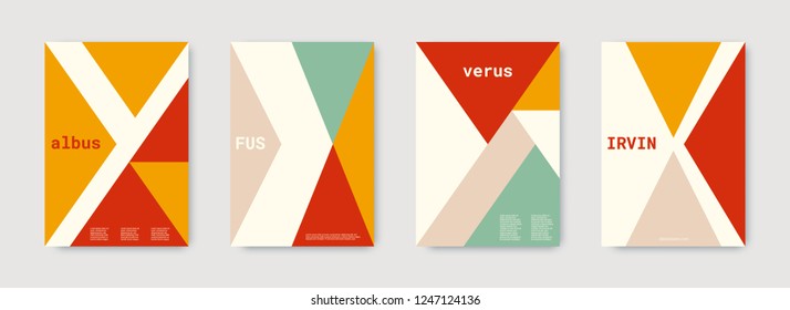 Geometric cover. Shapes patterns. Red, pink, gold, white, bright business concept. Triangle design template. Colorful set of vector graphic design covers. Cool geometric cover. Futuristic triangle.