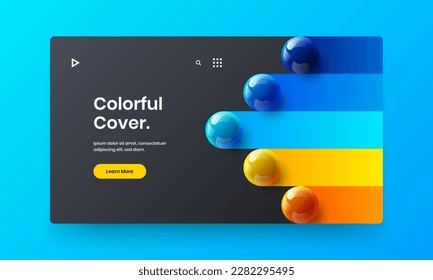 Geometric cover vector design layout. Simple realistic balls website screen concept.