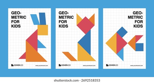 Modelos de vetor de capa geométrica, conjunto de design de pôster abstrato moderno	