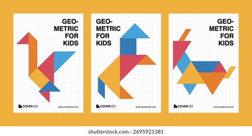 Geometric Cover Vector Templates, Modern Abstract Poster Design Set	