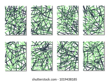 Geometric Covers. Abstract Striped Backgrounds for Posters, Cards, Banners. Trendy Minimal Patterns with Grid of Colorful Stripes. Abstract Covers made with Clipping Mask. Editable Isolated on White