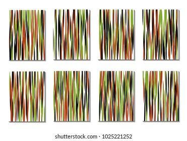 Geometric Covers. Abstract Striped Backgrounds for Posters, Cards, Banners. Trendy Minimal Patterns with Grid of Colorful Stripes. Abstract Covers made with Clipping Mask. Editable Isolated on White
