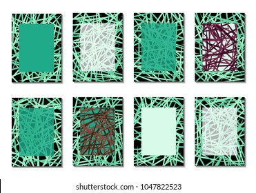 Geometric Covers. Abstract Striped Backgrounds for Posters, Cards, Banners. Trendy Minimal Patterns with Grid of Colorful Stripes. Abstract Covers made with Clipping Mask. Editable Isolated on White
