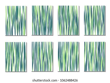 Geometric Covers. Abstract Striped Backgrounds for Posters, Cards, Banners. Trendy Minimal Patterns with Grid of Colorful Stripes. Abstract Covers made with Clipping Mask. Editable Isolated on White