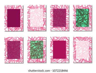 Geometric Covers. Abstract Striped Backgrounds for Posters, Cards, Banners. Trendy Minimal Patterns with Grid of Colorful Stripes. Abstract Covers made with Clipping Mask. Editable Isolated on White