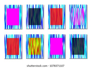 Geometric Covers. Abstract Striped Backgrounds for Posters, Cards, Banners. Trendy Minimal Patterns with Grid of Colorful Stripes. Abstract Covers made with Clipping Mask. Editable Isolated on White