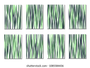 Geometric Covers. Abstract Striped Backgrounds for Posters, Cards, Banners. Trendy Minimal Patterns with Grid of Colorful Stripes. Abstract Covers made with Clipping Mask. Editable Isolated on White