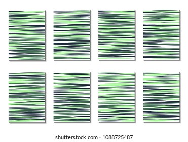 Geometric Covers. Abstract Striped Backgrounds for Posters, Cards, Banners. Trendy Minimal Patterns with Grid of Colorful Stripes. Abstract Covers made with Clipping Mask. Editable Isolated on White