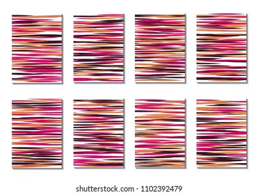 Geometric Covers. Abstract Striped Backgrounds for Posters, Cards, Banners. Trendy Minimal Patterns with Grid of Colorful Stripes. Abstract Covers made with Clipping Mask. Editable Isolated on White