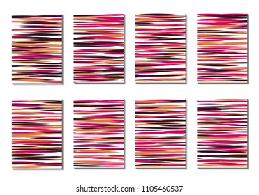 Geometric Covers. Abstract Striped Backgrounds for Posters, Cards, Banners. Trendy Minimal Patterns with Grid of Colorful Stripes. Abstract Covers made with Clipping Mask. Editable Isolated on White