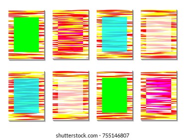 Geometric Covers. Abstract Striped Backgrounds for Posters, Cards, Banners. Trendy Minimal Patterns with Grid of Colorful Stripes. Abstract Covers made with Clipping Mask. Editable Isolated on White