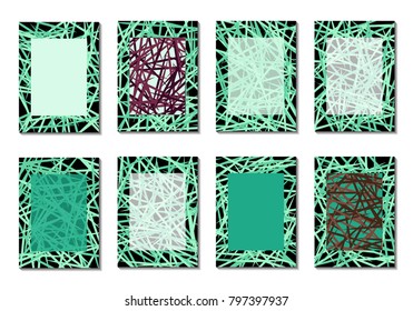 Geometric Covers. Abstract Striped Backgrounds for Posters, Cards, Banners. Trendy Minimal Patterns with Grid of Colorful Stripes. Abstract Covers made with Clipping Mask. Editable Isolated on White