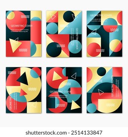 Colección de cubiertas geométricas con diseño de Vector de colores en eps 10