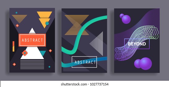 geometric covers set with dinamic gradients fluid shapes. vector illustration eps 10