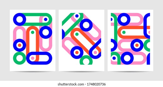 Fundas geométricas establecidas. Composición de formas redondeadas. Colores modernos y frescos.