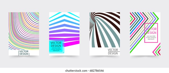 Geometric covers template set. Design cover for magazine, printing products, flyer, presentation, brochure or booklet. Vector illustration.