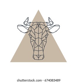 Geometric cow head. Animal icon. Vector illustration.