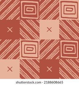 GEOMETRIC CRAFTED RETRO CHECKERED BOARD SYMBOL PRINT PATTERN VECTOR