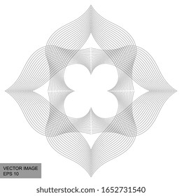 Geometric creative abstract shape for your graphic design or business. Black lines delicate ornament on white background. Vector EPS 10. Frame for your text. Vector with editable color .
