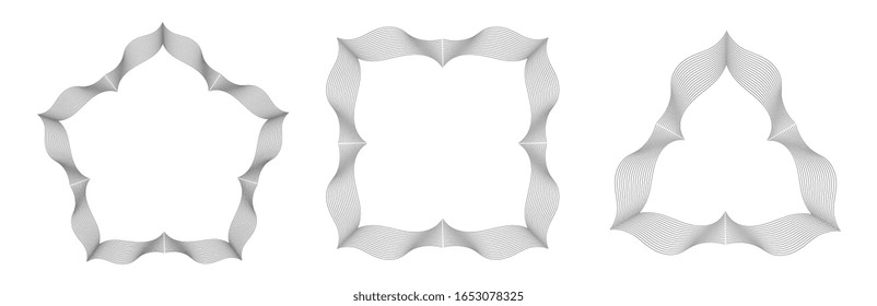 Geometric creative abstract shape for your graphic design or business. Black lines delicate ornament on white background. Vector EPS 10. Frame for your text. Vector with editable color.