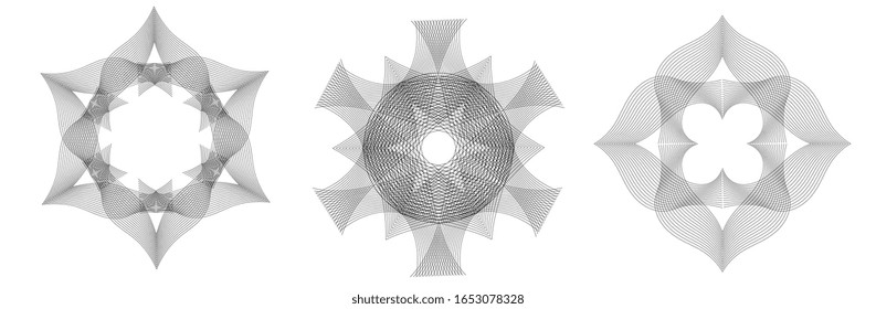Geometric creative abstract shape for your graphic design or business. Black lines delicate ornament on white background. Vector EPS 10. Frame for your text. Vector with editable color.